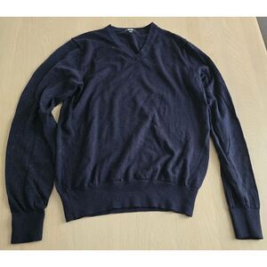 Uniqlo V-neck wool sweater in navy blue, size XS